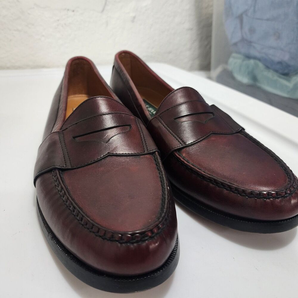 Cole Haan Made In U.S.A. Maroon Leather Shoes Penny Loafers Slip On Mens 11.5D - Picture 4 of 16